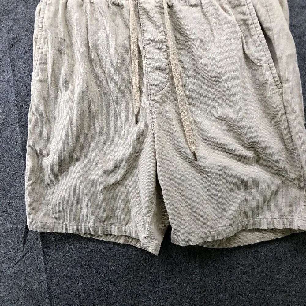 Gap Pull On Corduroy Shorts Mens S Beige Drawstring 7''‎ Inseam Relaxed